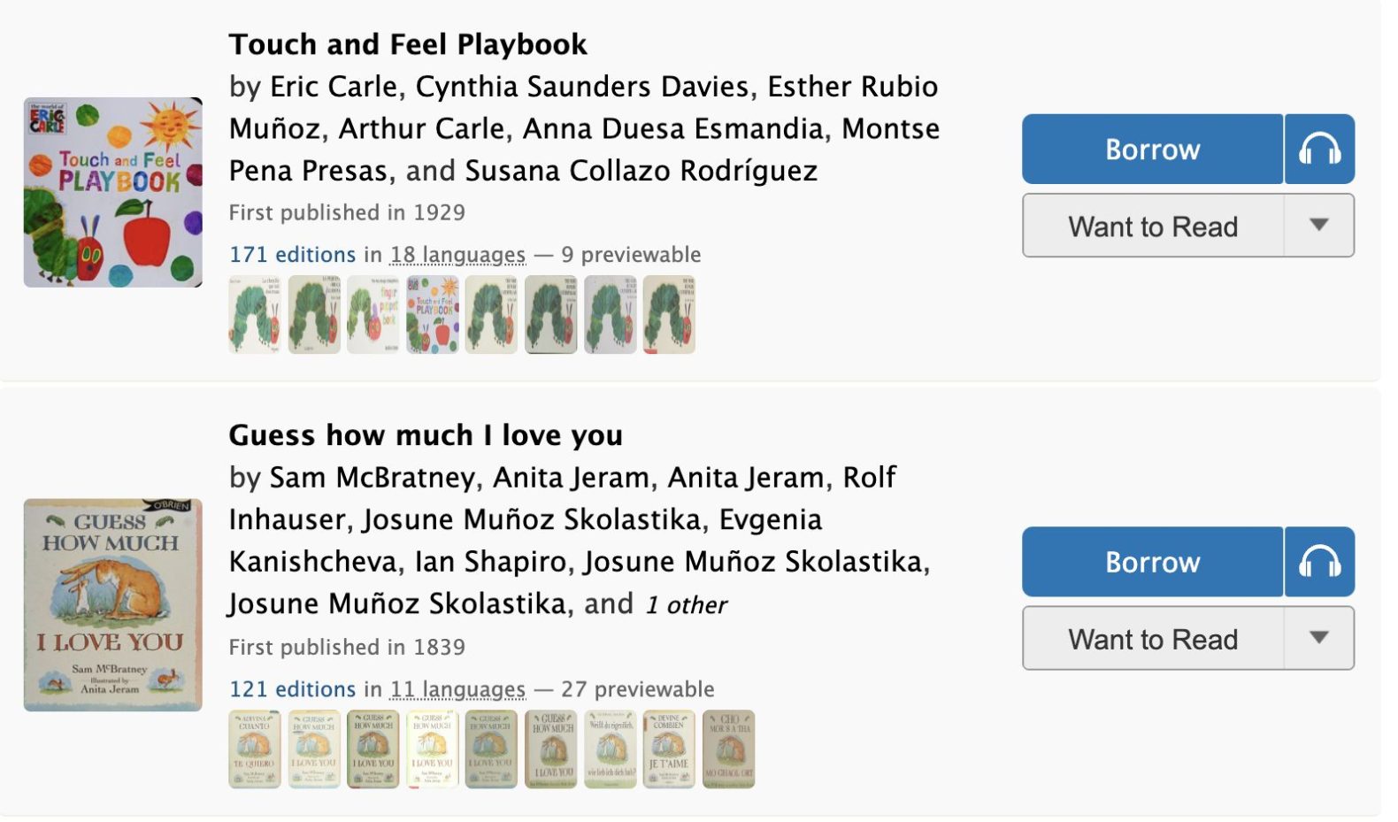 Open Libraryの絵本の紹介するページ