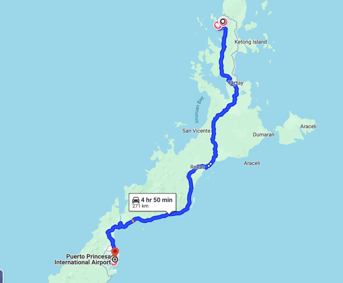 エルニドからプエルトプリンセサの道